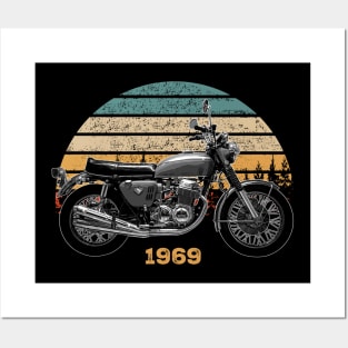 1969 Honda CB750 Vintage Motorcycle Design Posters and Art